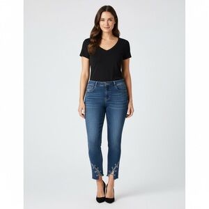 Love & Legend straight leg cropped jeans with grommet laced up details size 12